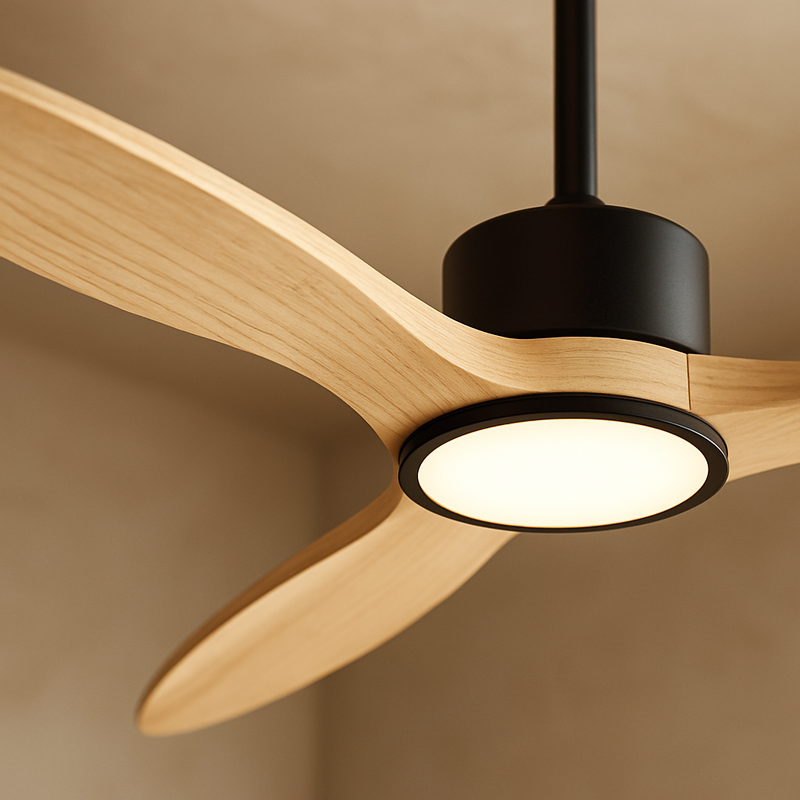 BysonX PropelAire 52-Inch Solid Wood Ceiling Fan with LED Light & Remote – Aviation-Inspired, cETLus Certified