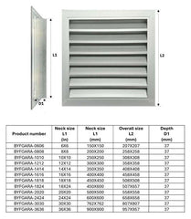 Byson Fixed Louver Grilles 1.5in, Aluminum with Bird Screen
