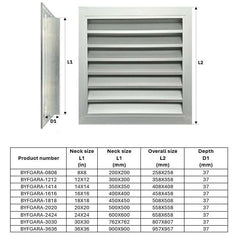 Byson Fixed Louver Grilles 1.5in, Aluminum with Bird Screen