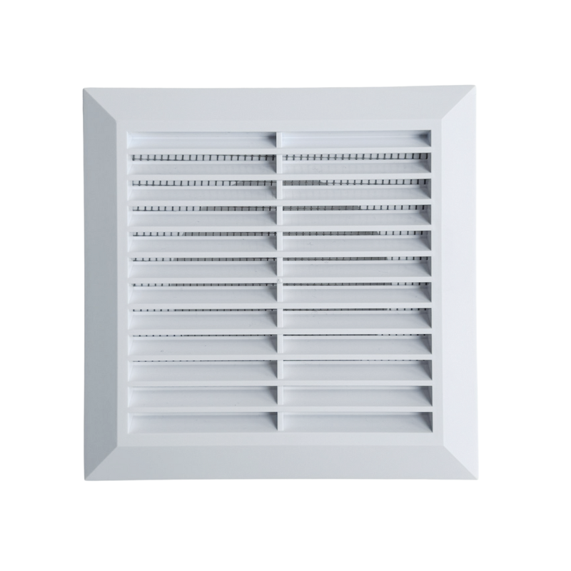 White square air vent on a white background