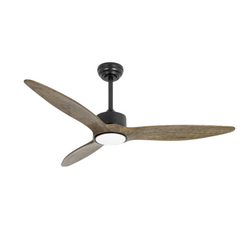 BysonX Propelaire Stratos grey-brown solid wood ceiling fan with LED light