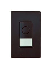 Black light switch with a circular design element on a white background