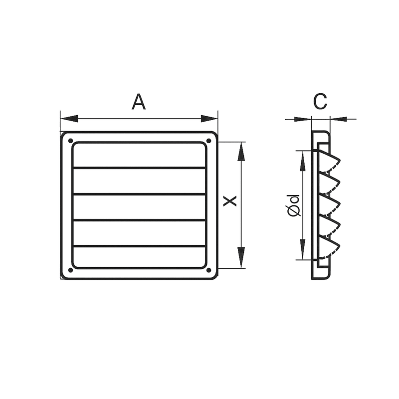 Byson Gravity Grilles, Plastic - For Extractor Plate Fans