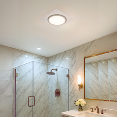 BysonX Lumaire 80CFM 0.3–0.4 Sones Bathroom Fan Large Round LED Light cETLus HVI2100 Energy Star - Slim & Humidity+ Models